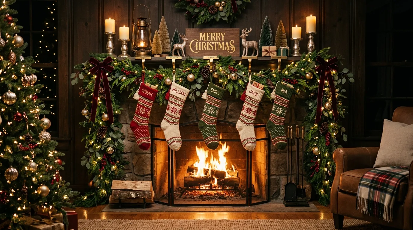 Finish with one cohesive holiday focal point inspiration for a Christmas mantel.